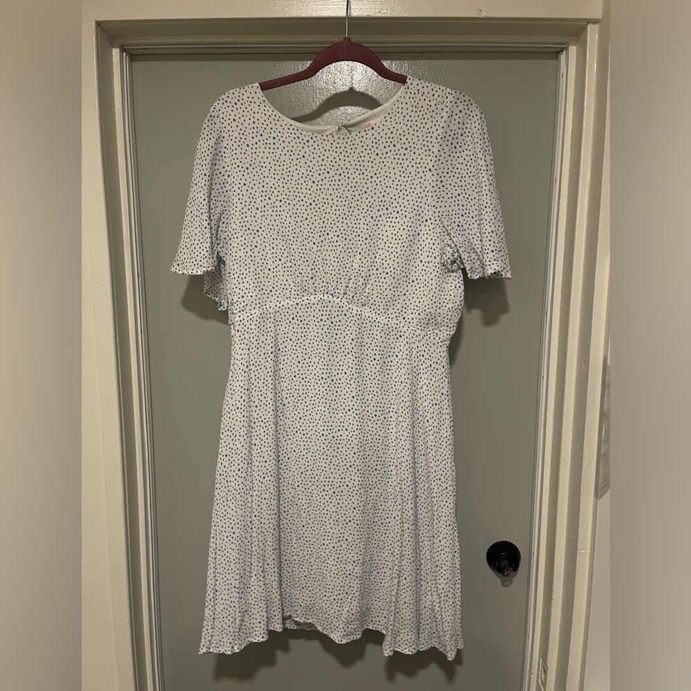 Women’s White with Blue Polka Dots GB Dress